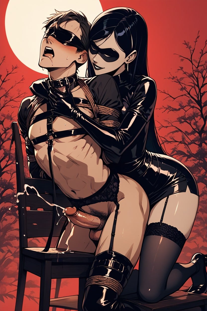 Cumshot, Night, Black Hair Hentai AI Porn