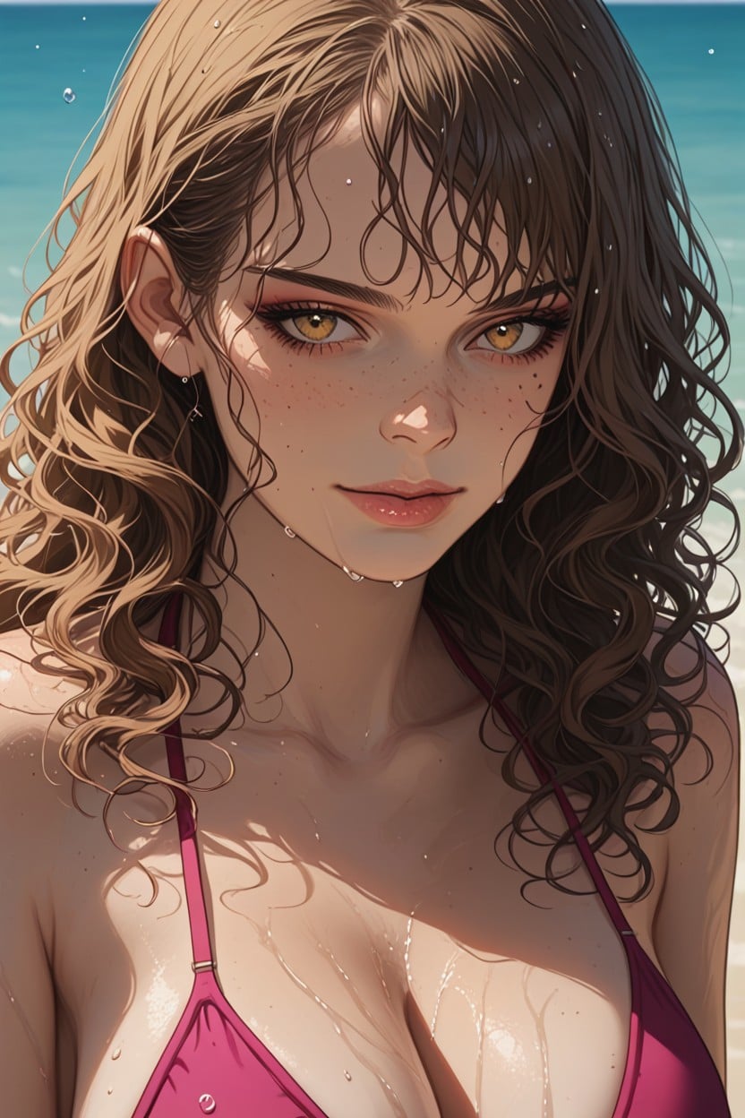 Ocean Setting, Wet Hair, Naked Hentai AI Porn
