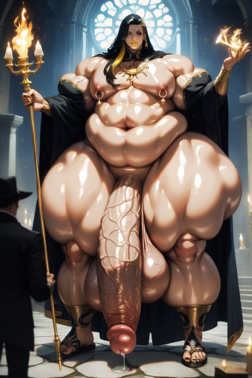 Cape, Morbidly Obese, Casting Holy Magic Spell AI Gay Porn