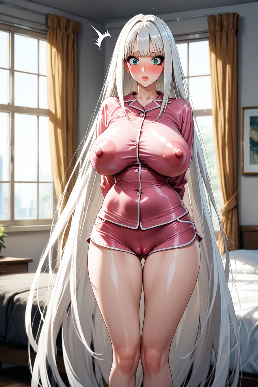 Blunt Bangs, Extreme Wasp Waist, Erect Nipples AI Porn