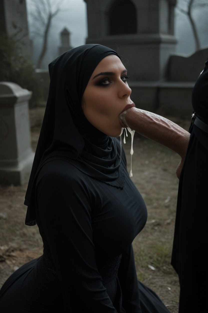 Fully Clothed Niqabi Jin Ghost, Angry, Top Down AI Porn