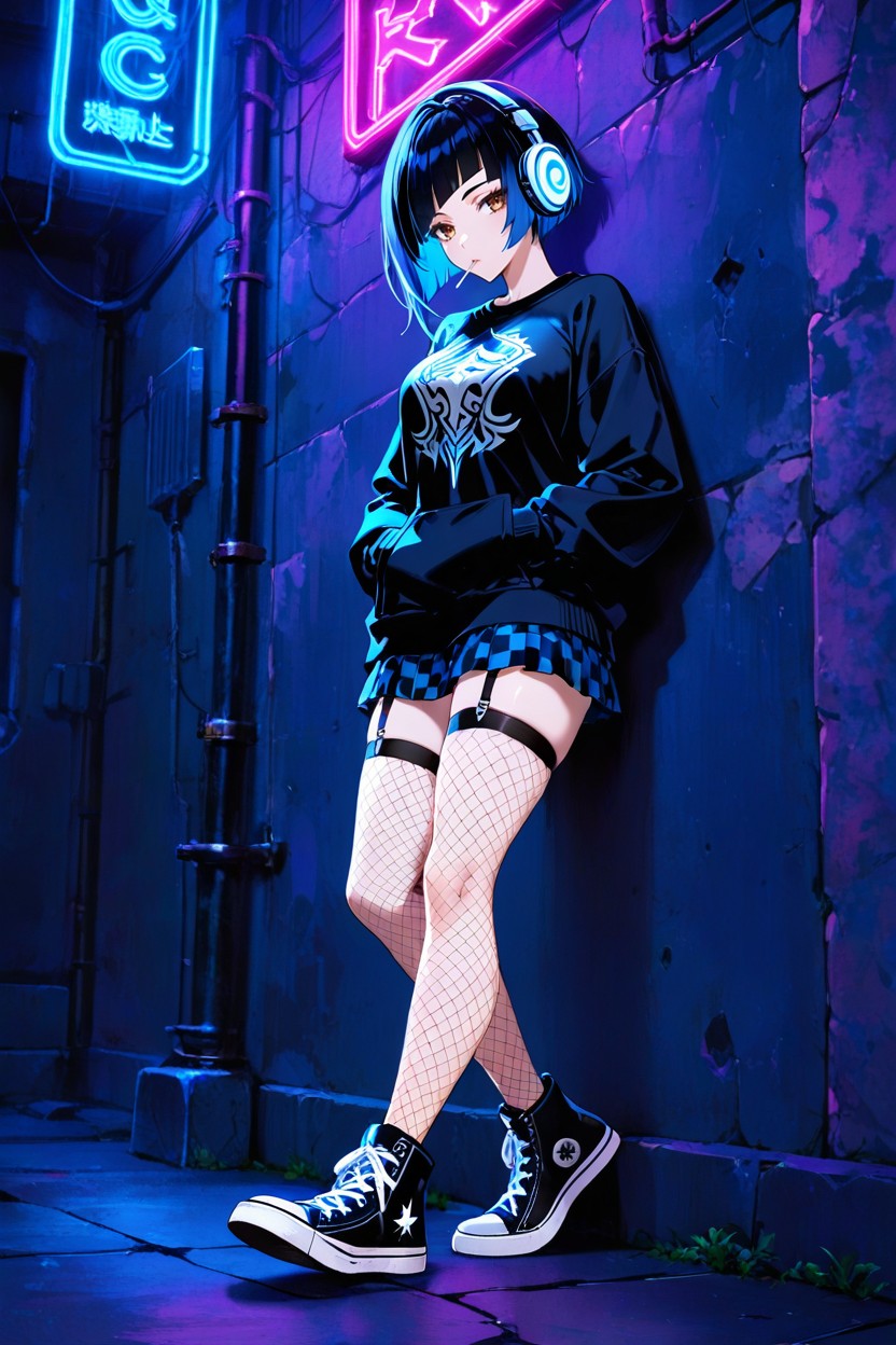 Hands In Pockets, Night, Lollipop In Mouth Hentai AI Porn