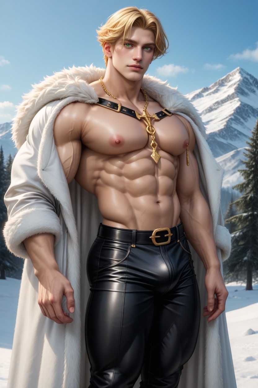 Cape, White Fur Coat, Wide Angle AI Gay Porn