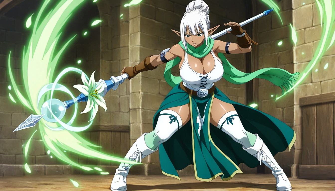 Dark Elf Female, Large Ass, Green Eyes Hentai AI Porn