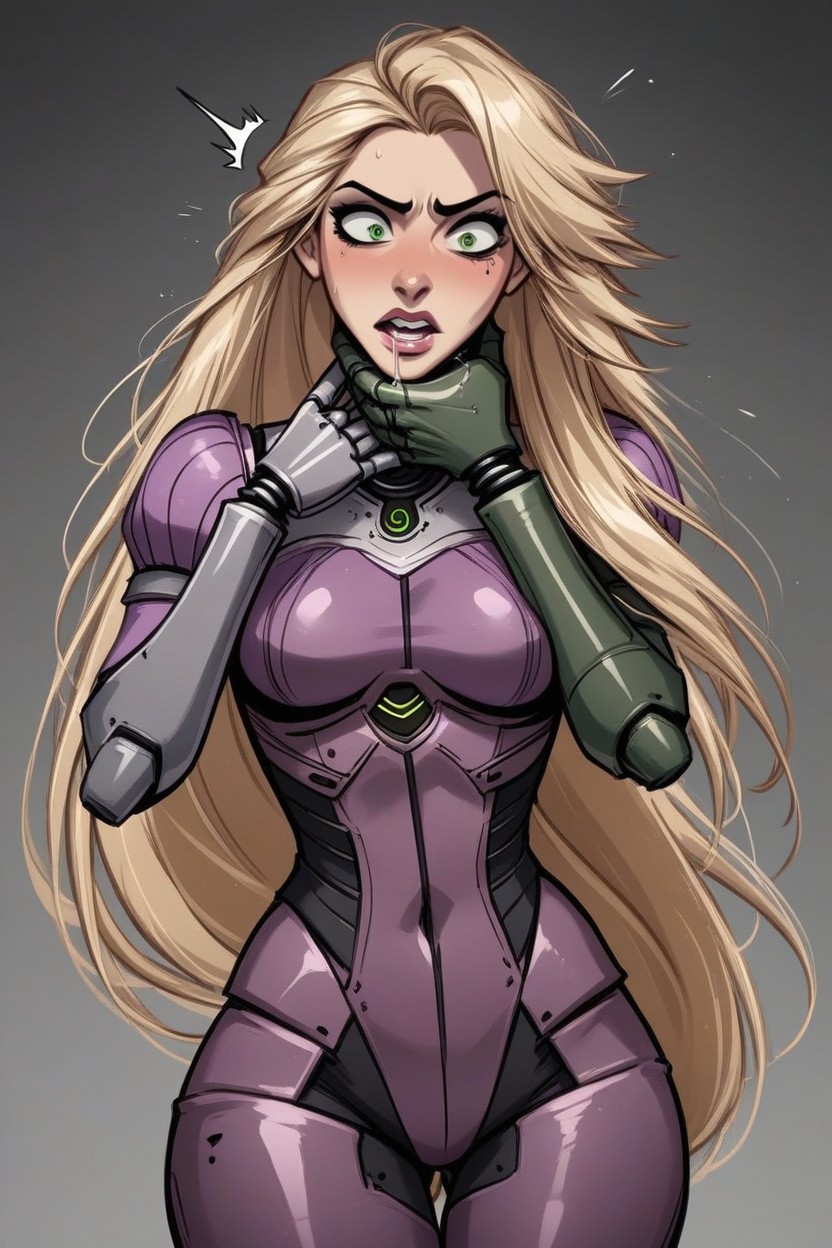 Angry, One Robot Arm Choking Her Neck Hard, 25+ AI Porn