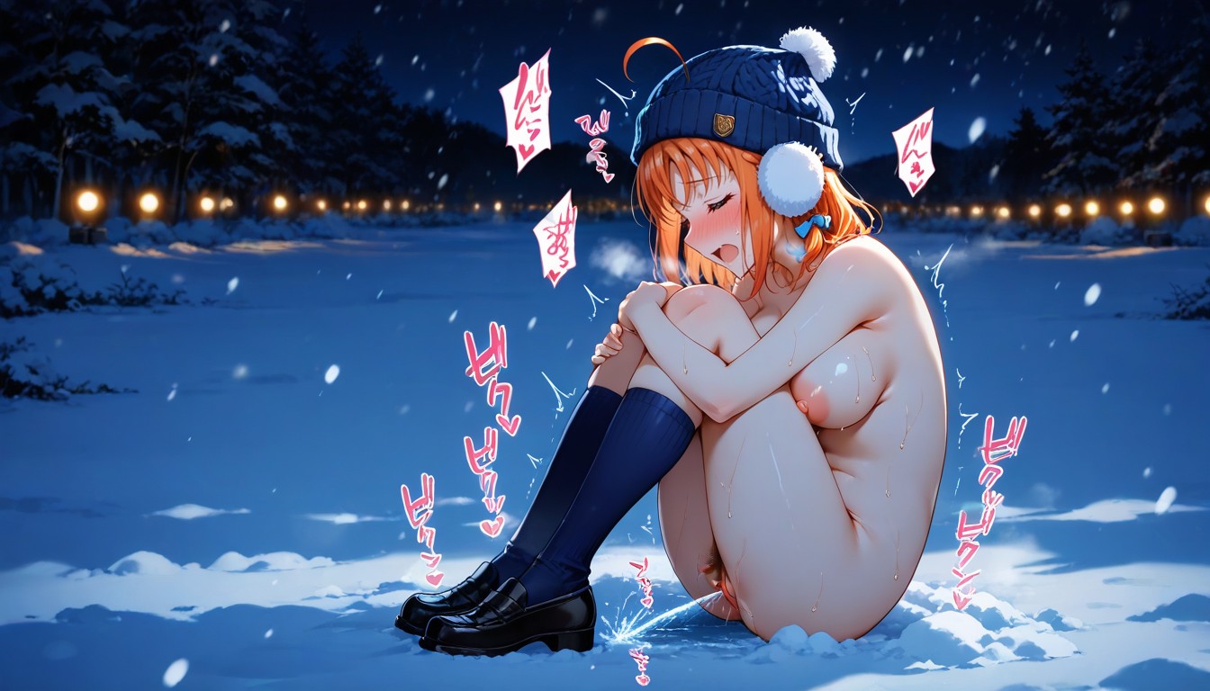 Naked, Bounce Line, Sitting On Ground Hentai AI Porn