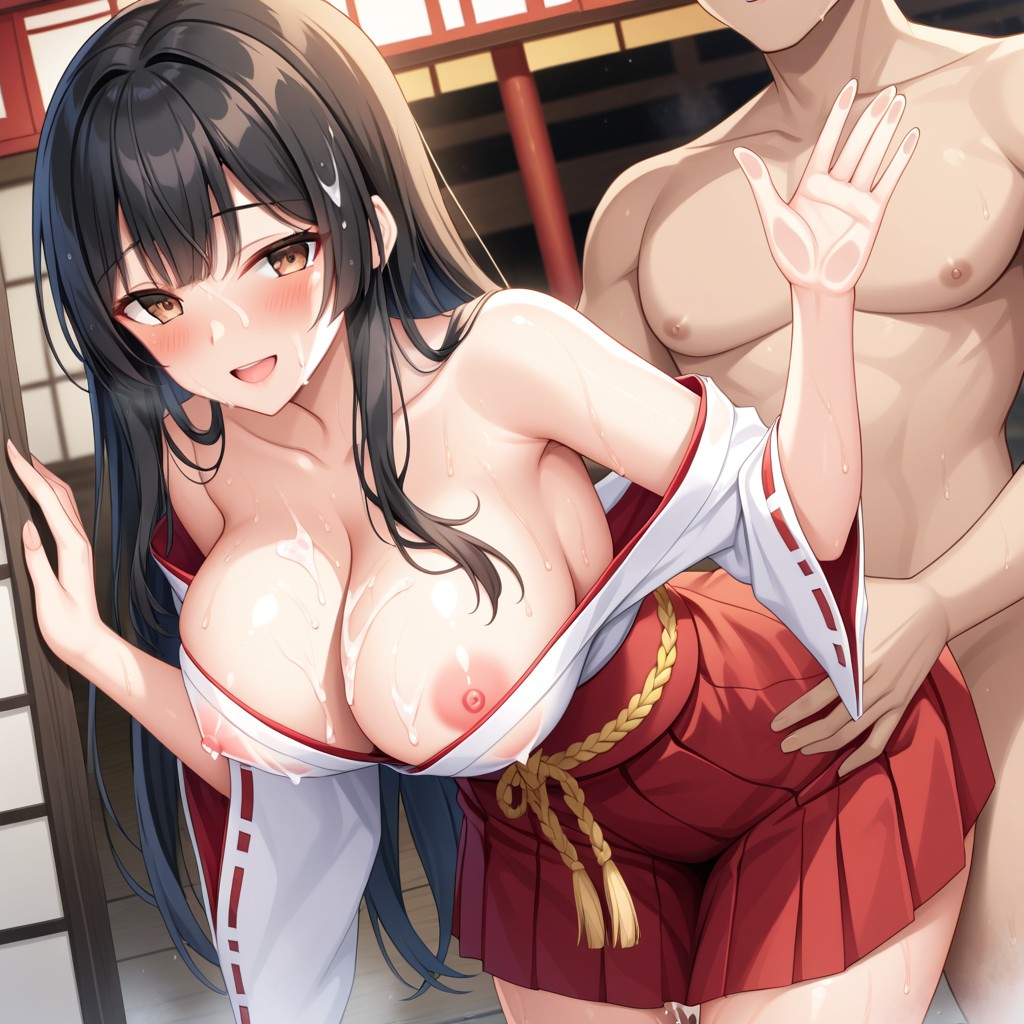 Crazy Bukkake, See Through Pure White Top, Red Skirt AI Porn