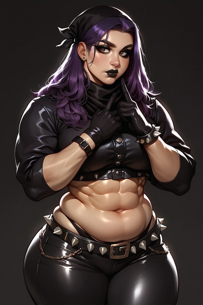 Purple Bangs, Straight Hair, Visible Ribs AI Porn