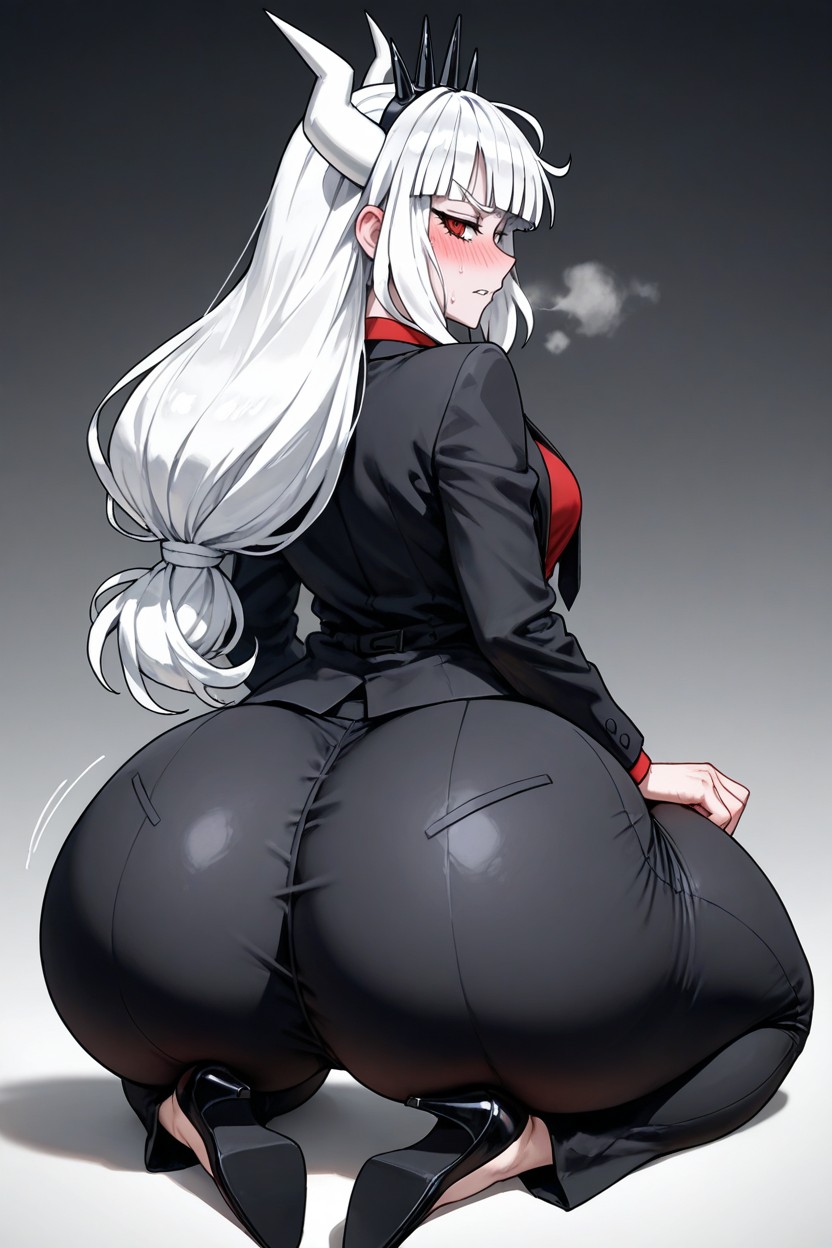 Red Shirt, Hourglass Figure, Office Pants AI Porn