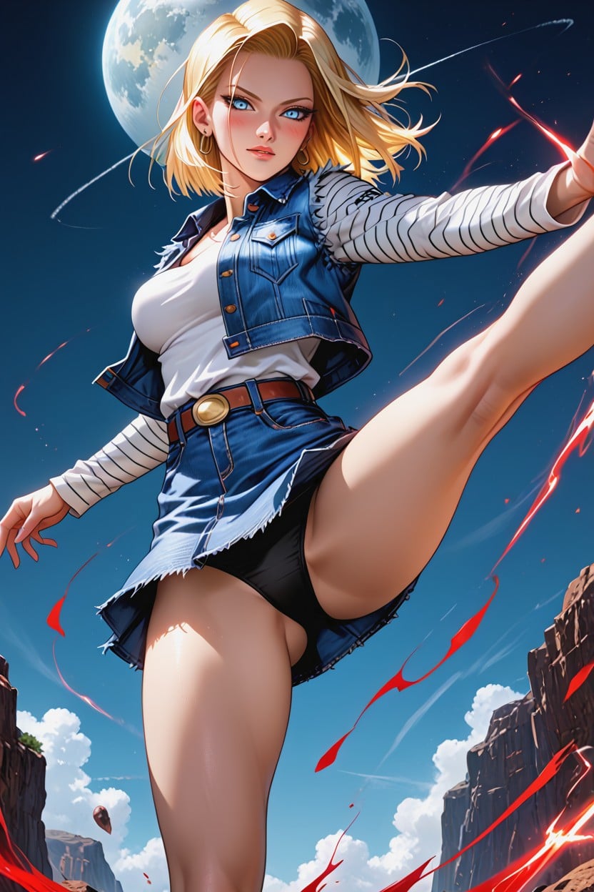 Skirt, Detailed Face, Denim Jacket Hentai AI Porn