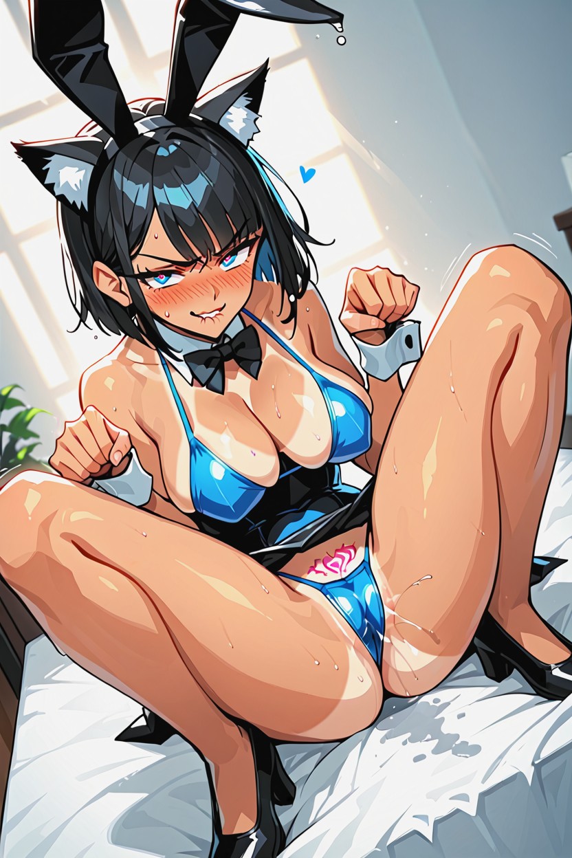 Cat Pose, 20+, Bobcut AI Porn