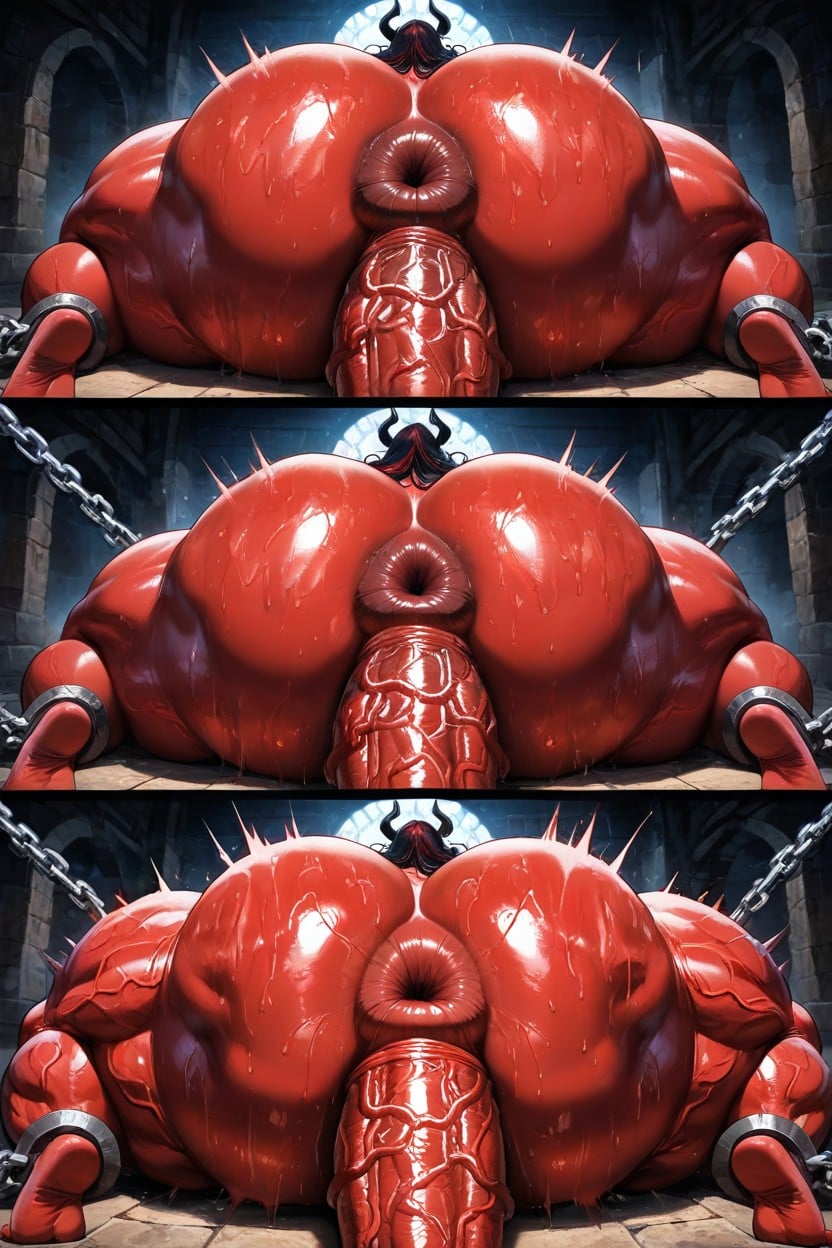 The White Men Giving Anal To The Demon Fat Ass On The Ground, Red Skin, Long Hair Black Demon Red Skin AI Gay Porn