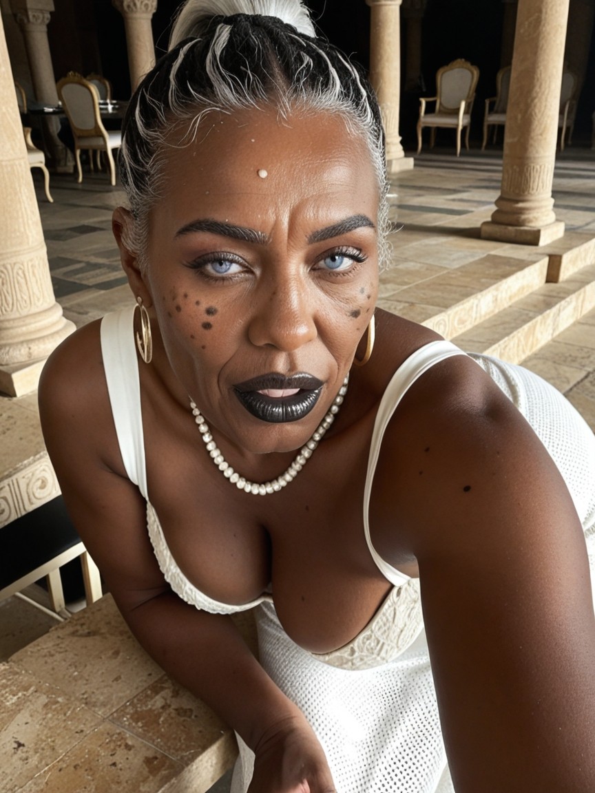 Granny, Black Lipstick, Gilf Ebony AI Porn