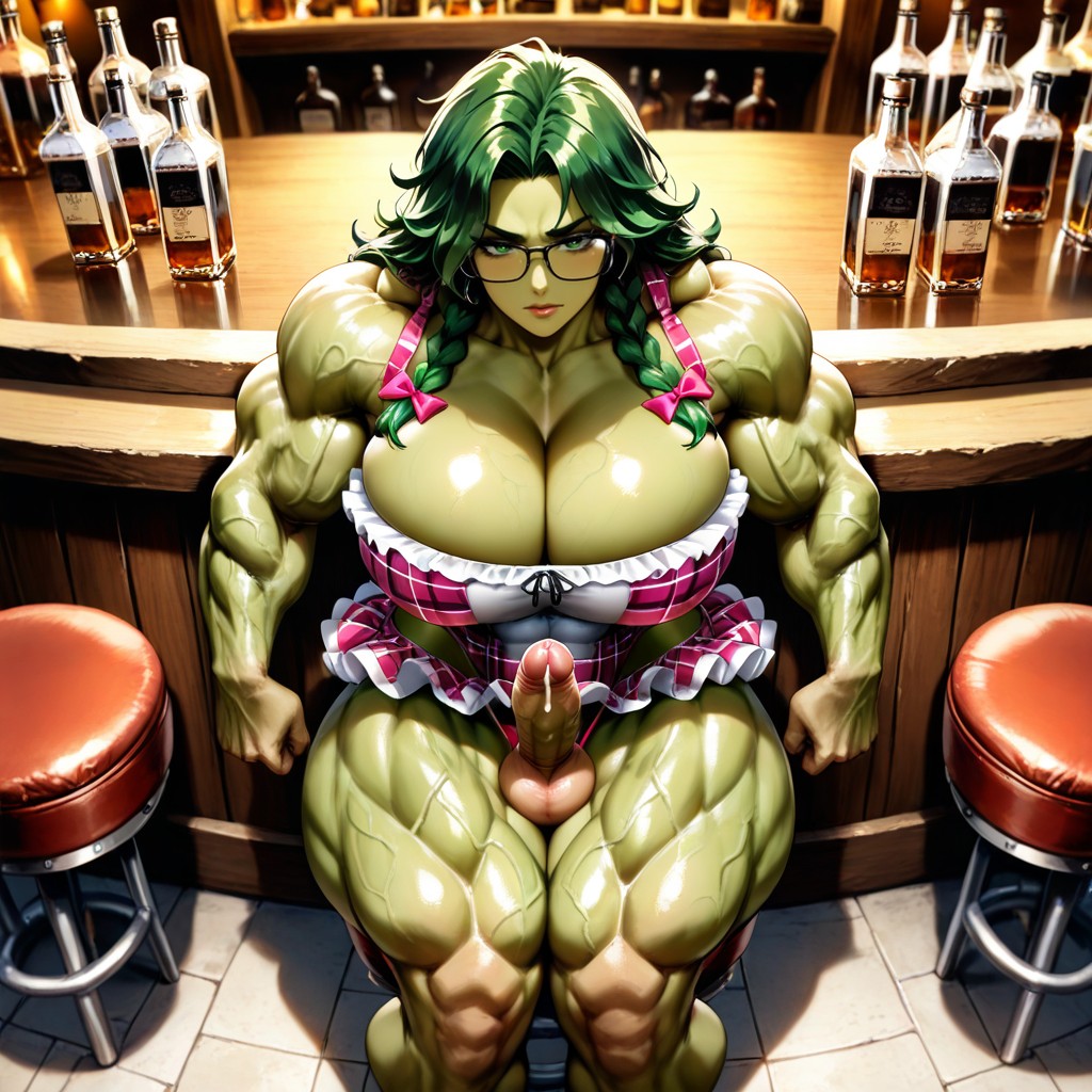 Frilly Pink Plaid Tutu, Muscular Breasts, Hdr Hentai AI Porn