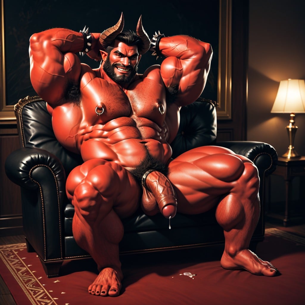 Bara, Demon Horns, Wide Cock Ring AI Gay Porn