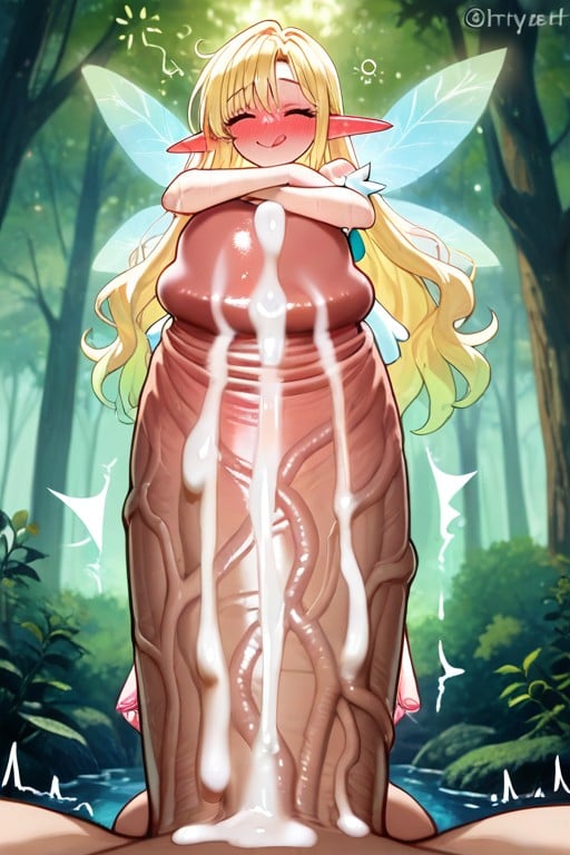 Horny, Fairy Fully Covered In Cum, White Male Hentai AI Porn