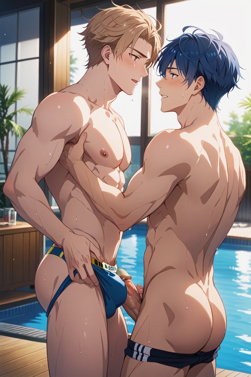 25+, Side View, Huge Muscular AI Gay Porn
