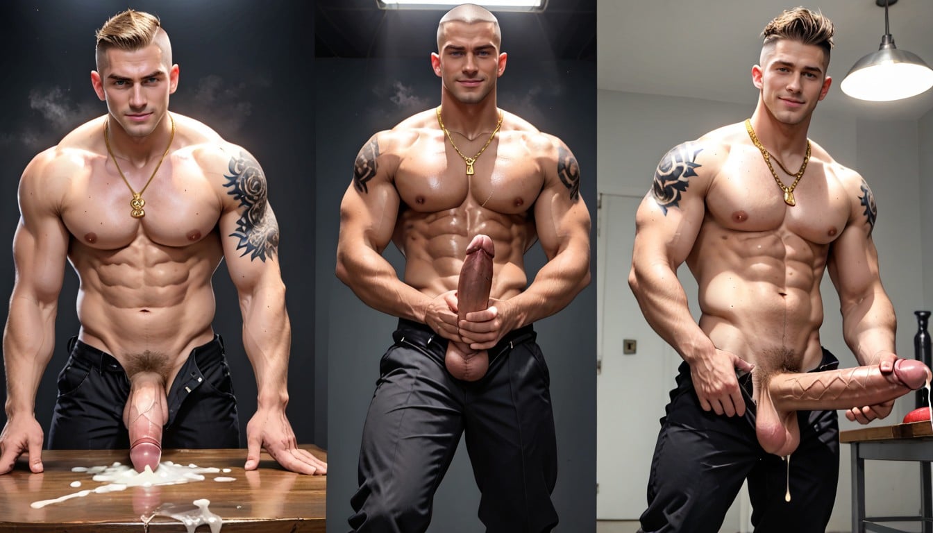 Darkness, Masturbating, Horny Dominant Look AI Gay Porn