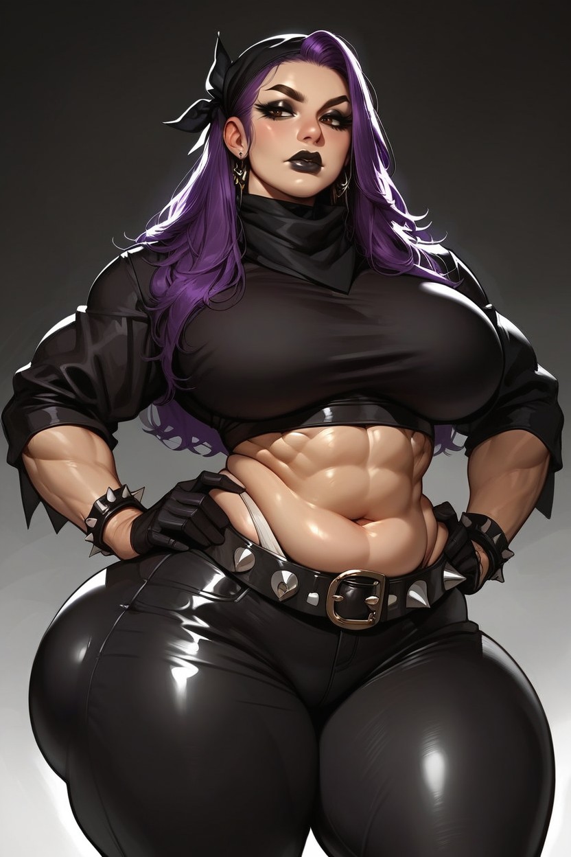 White Woman, Black Bracelets, Big Purple Bangs AI Porn