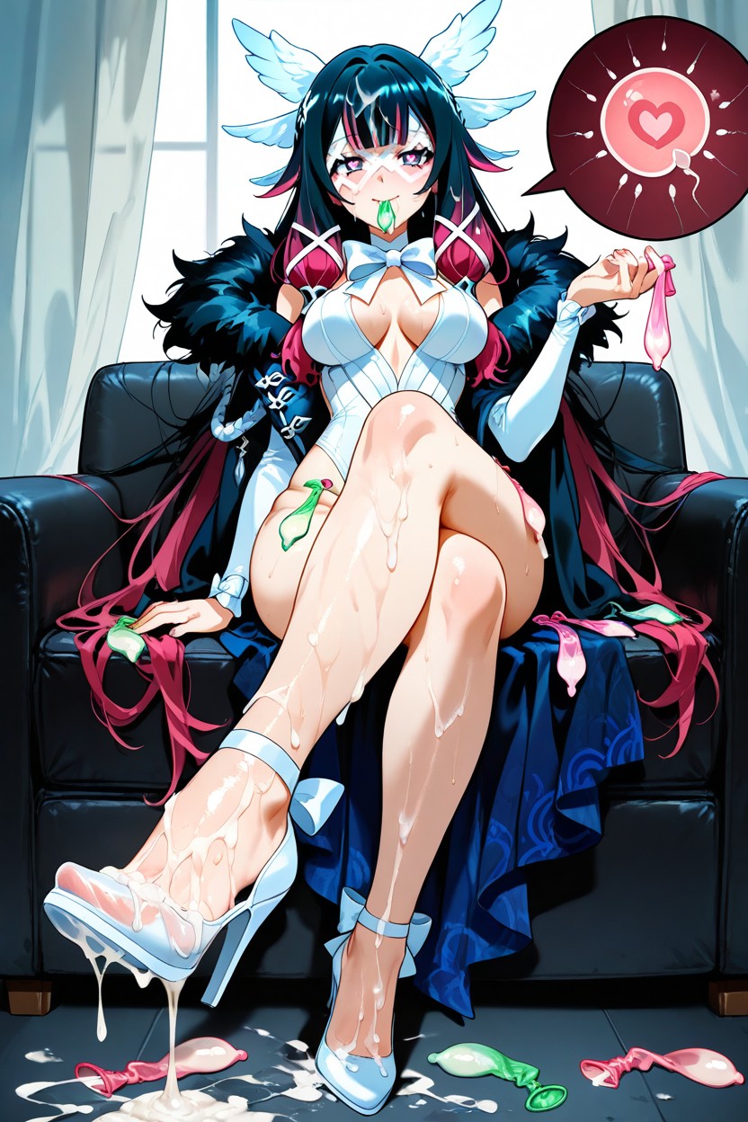Drenched In Cum, Heel Raised, Used Condom Belt Hentai AI Porn