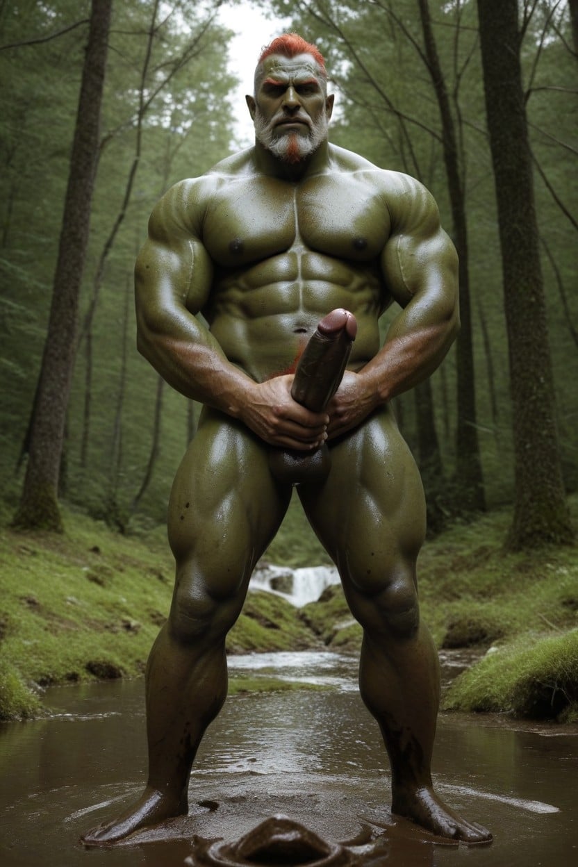 Barbarian, Green Skin, Pubic Hair AI Gay Porn