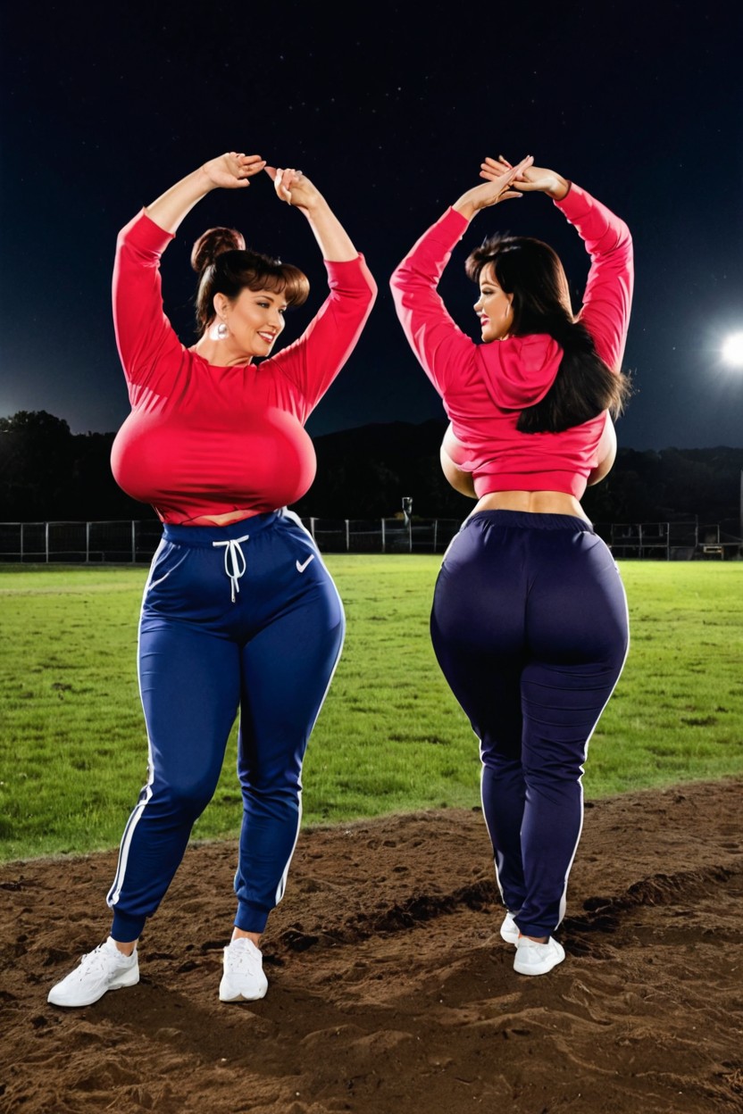 Highly Detailed, Massive Butt, Sweatshirt Neon Pink MILF AI Porn