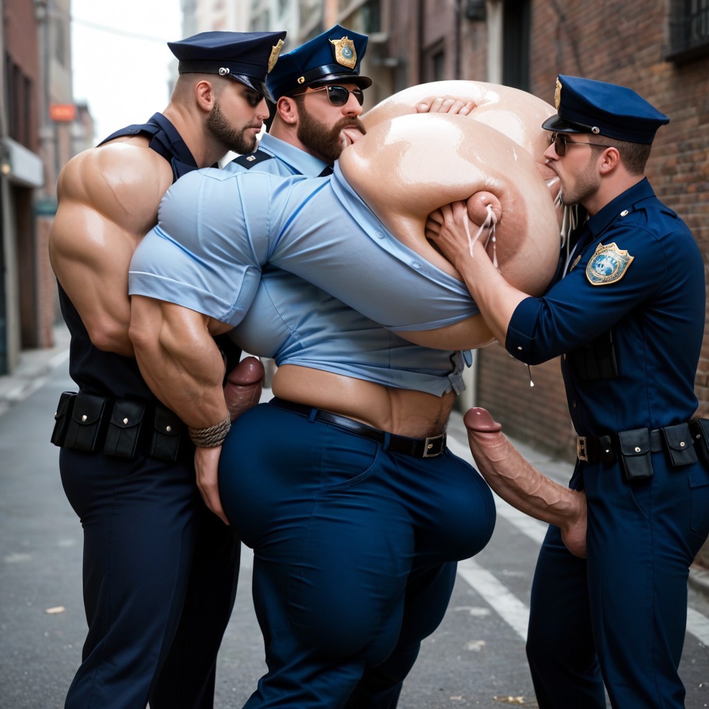 Hyper Pecs, Police Whistle, Sucking Nipples AI Gay Porn