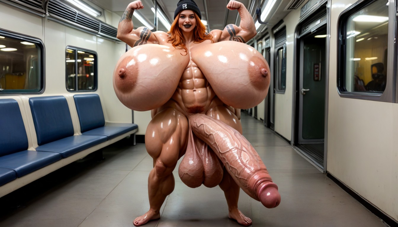 Cheveux Roux, Absurdly Oversized Hyper Veiny Futanari Cock, Muscle Definition Porno IA transsexuelle