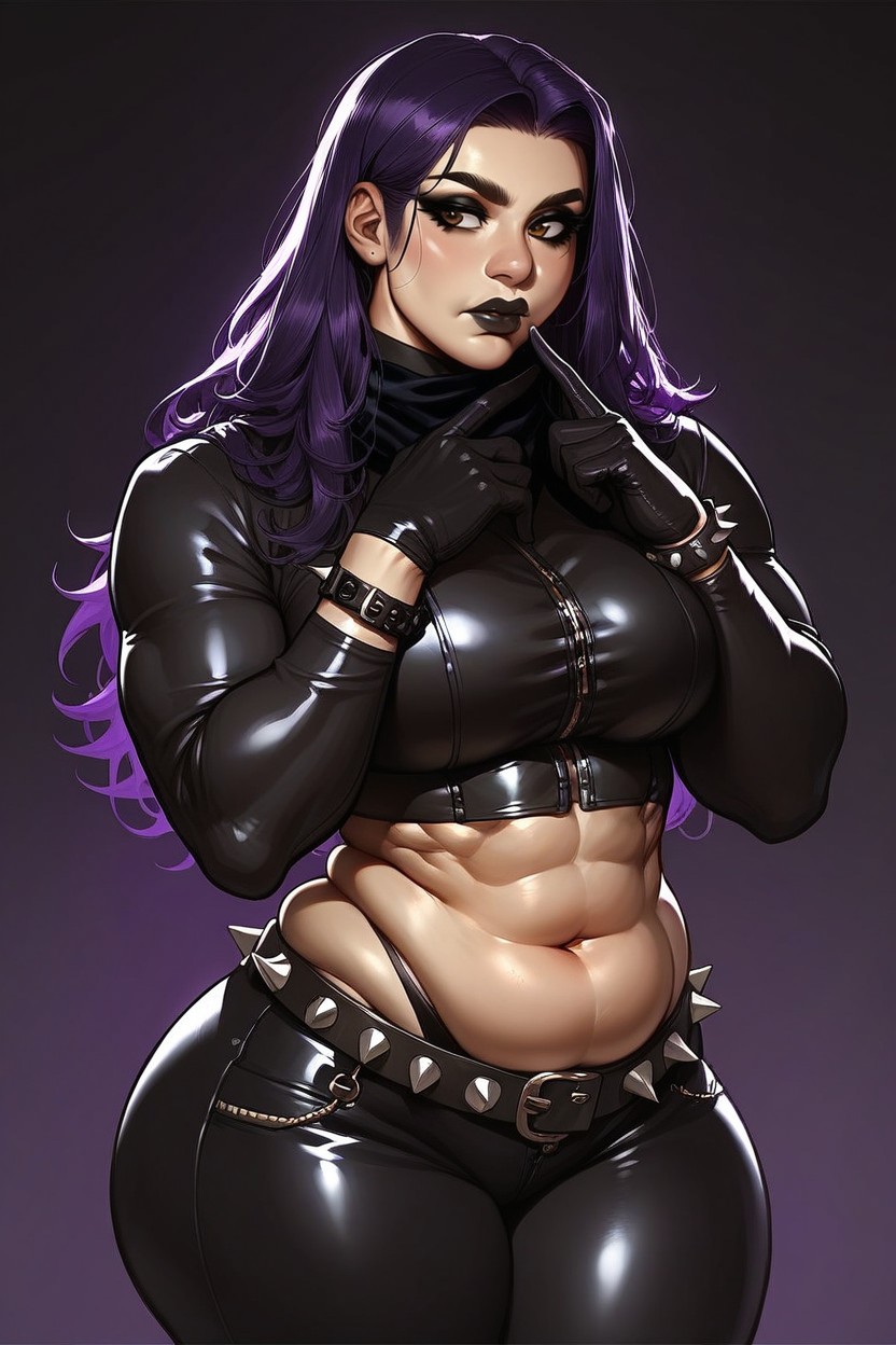 Big Purple Bangs, Long Purple Hair, Arms AI Porn