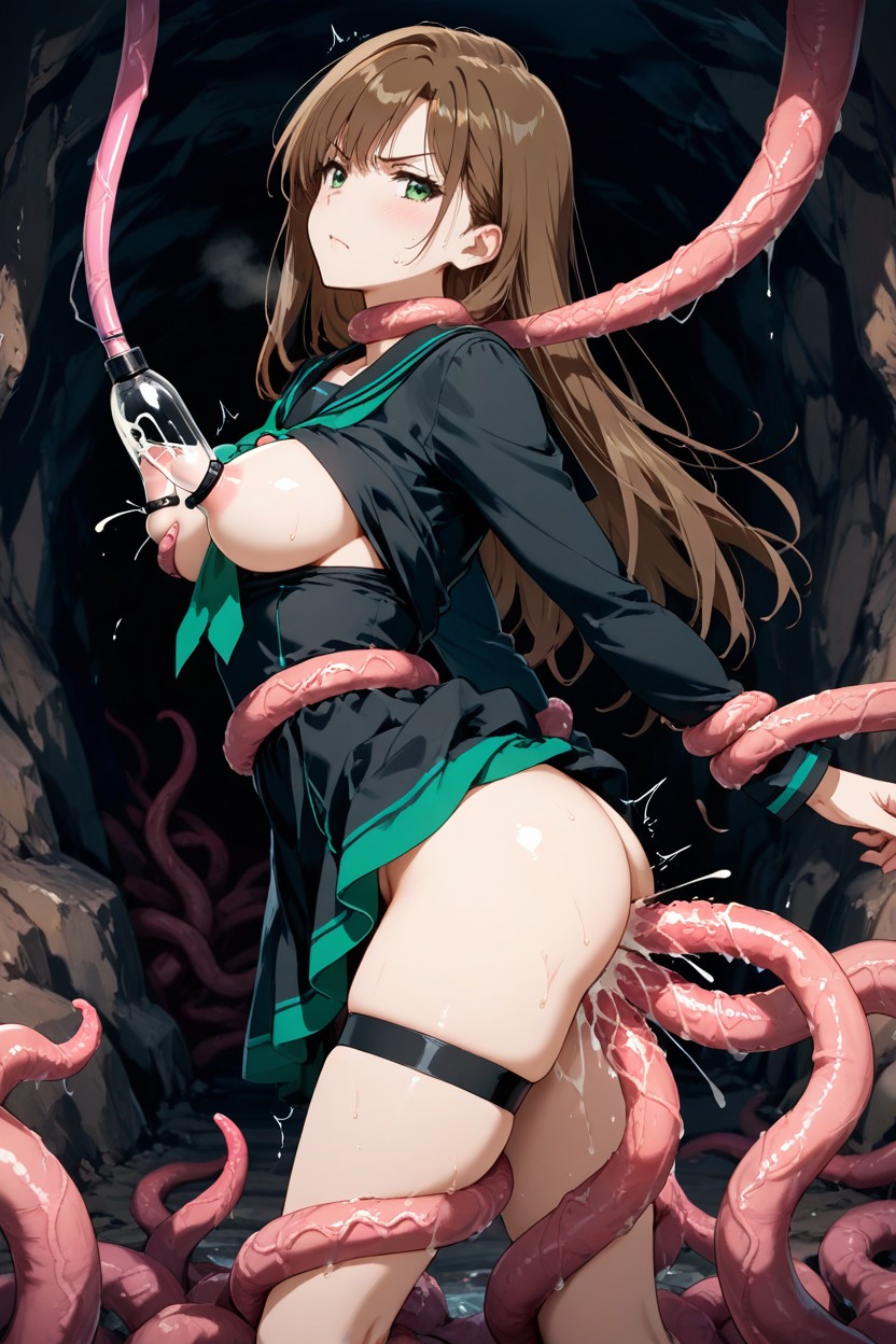 Fair Smooth Skin, No Earrings, Green Tie Hentai AI Porn