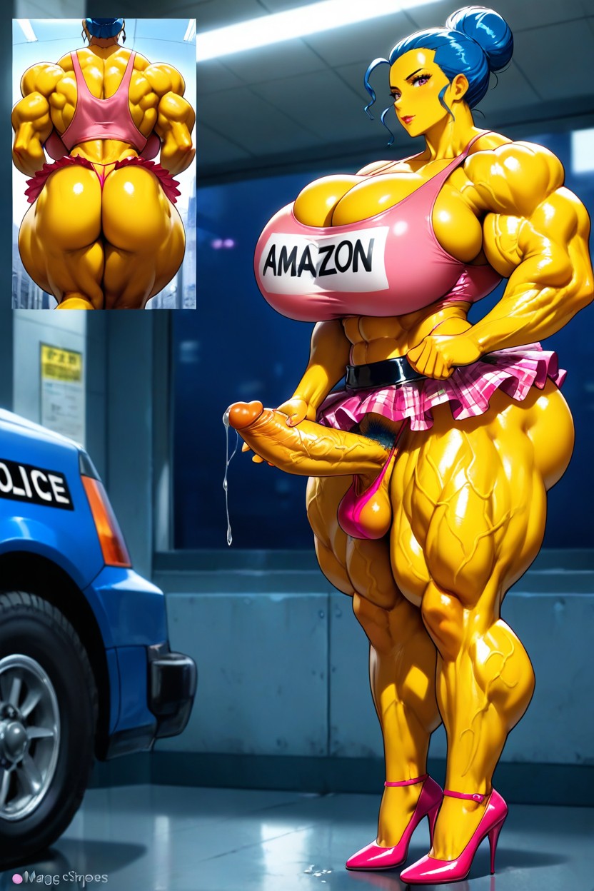 Ultra Muscular, Knees Together, Precum Hentai AI Porn
