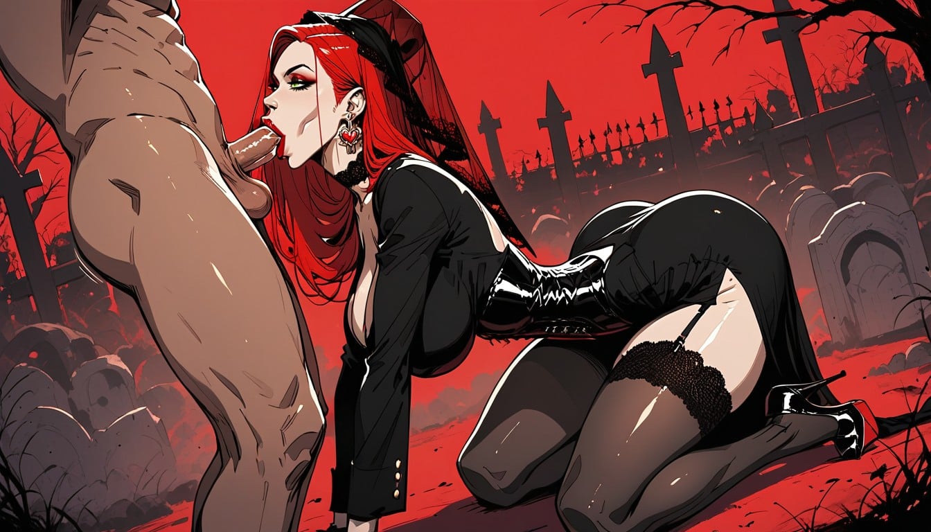 Full Body View, Rolling Eyes, Showing Vampire Teeth AI Porn
