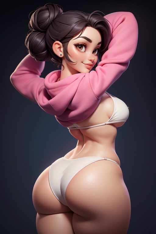 No Hair In The Back Of Head, Perfect Body, Hair Bun Hentai AI Porn
