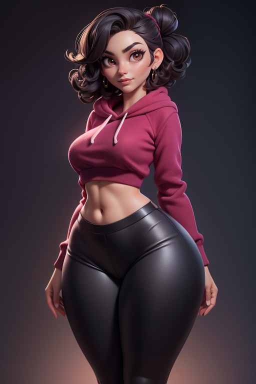 Spandex Pants Are Burgundy, Stomach Is Visible, Psylockemarvel Hentai AI Porn