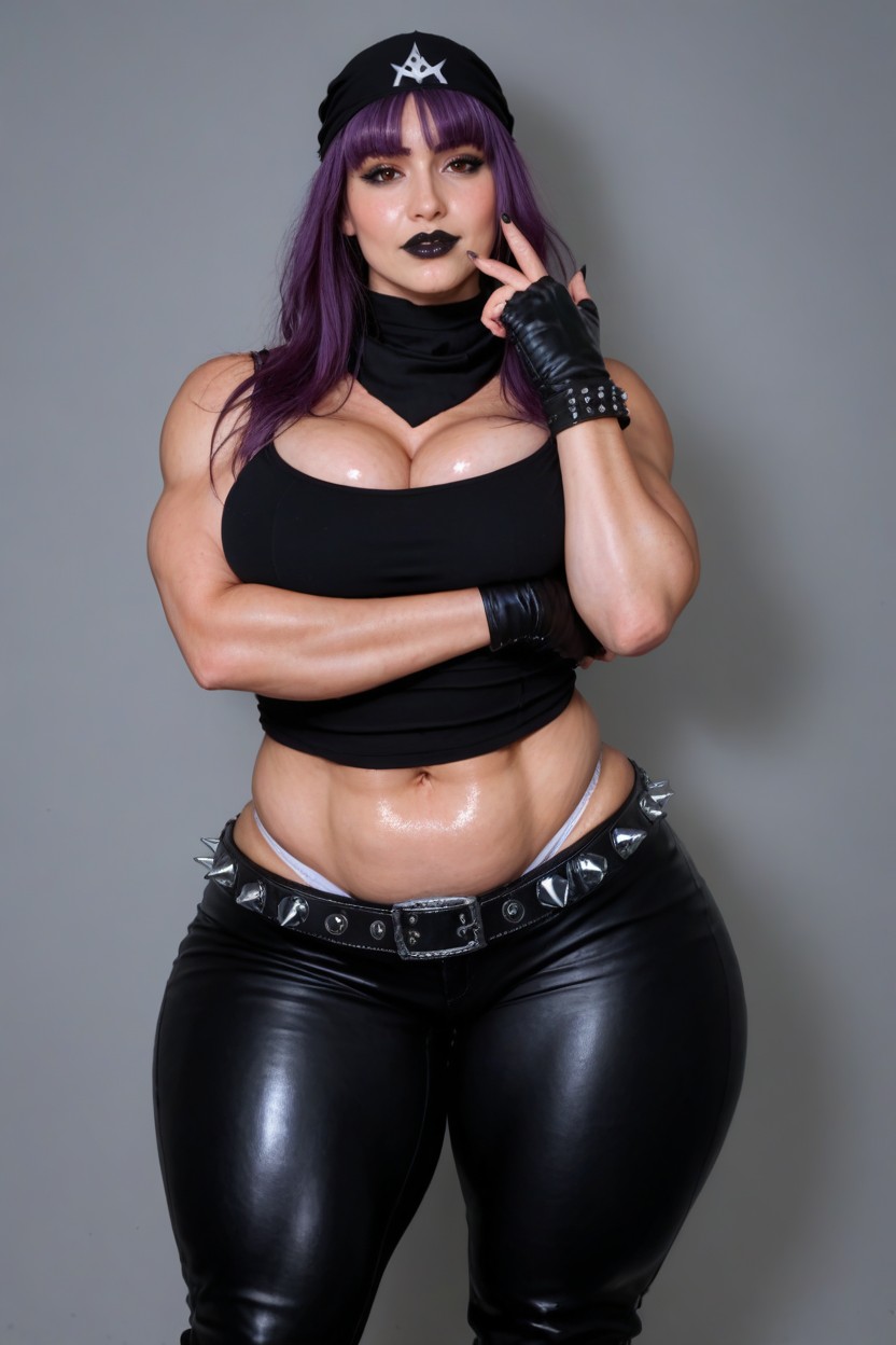 Visible Ribs, Arms, Black Bandana On Head AI Porn