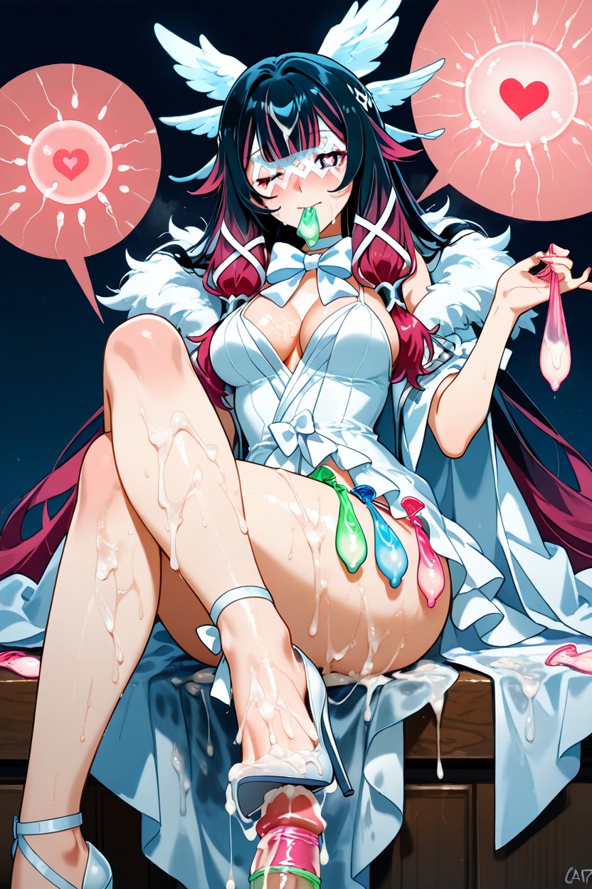 Holding A Used Condom In Hands, Holding Many Used Condom In Mouth, Used Condom Waistband Hentai AI Porn