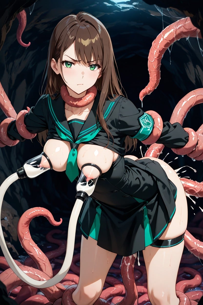 Milking Machine, Tentacle Restraints, Tentacles Grabbing Arms Hentai AI Porn