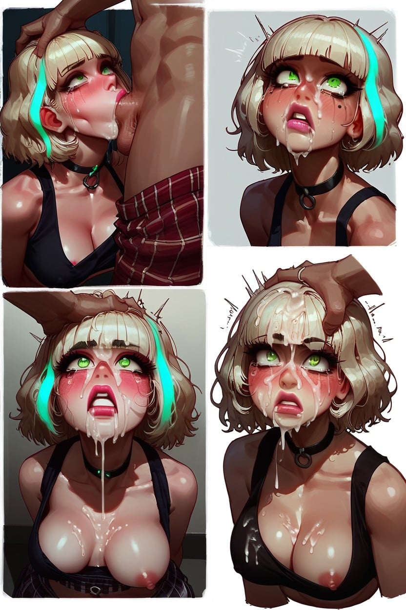 Cock Worship, Choker, Cum On Face Hentai AI Porn