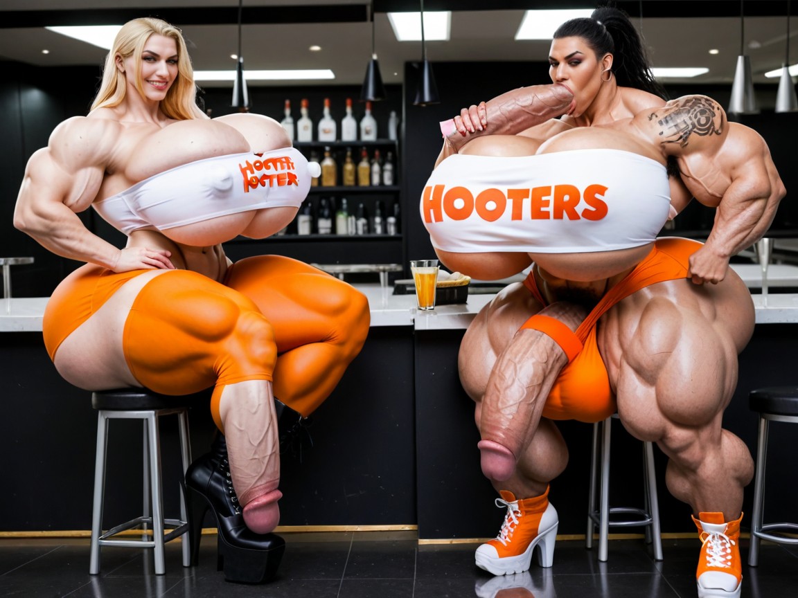 Gigic Biceps, Breasts Expansion, Extremely Bottom Heavy Shemale AI Porn