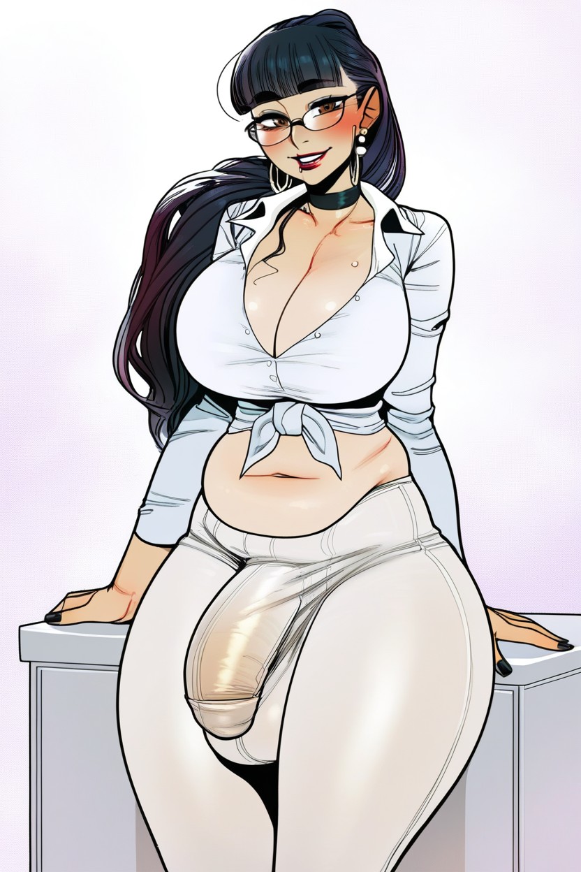 Hyper Flaccid Bulge, Bulge Focus, Massive Breast Shemale AI Porn