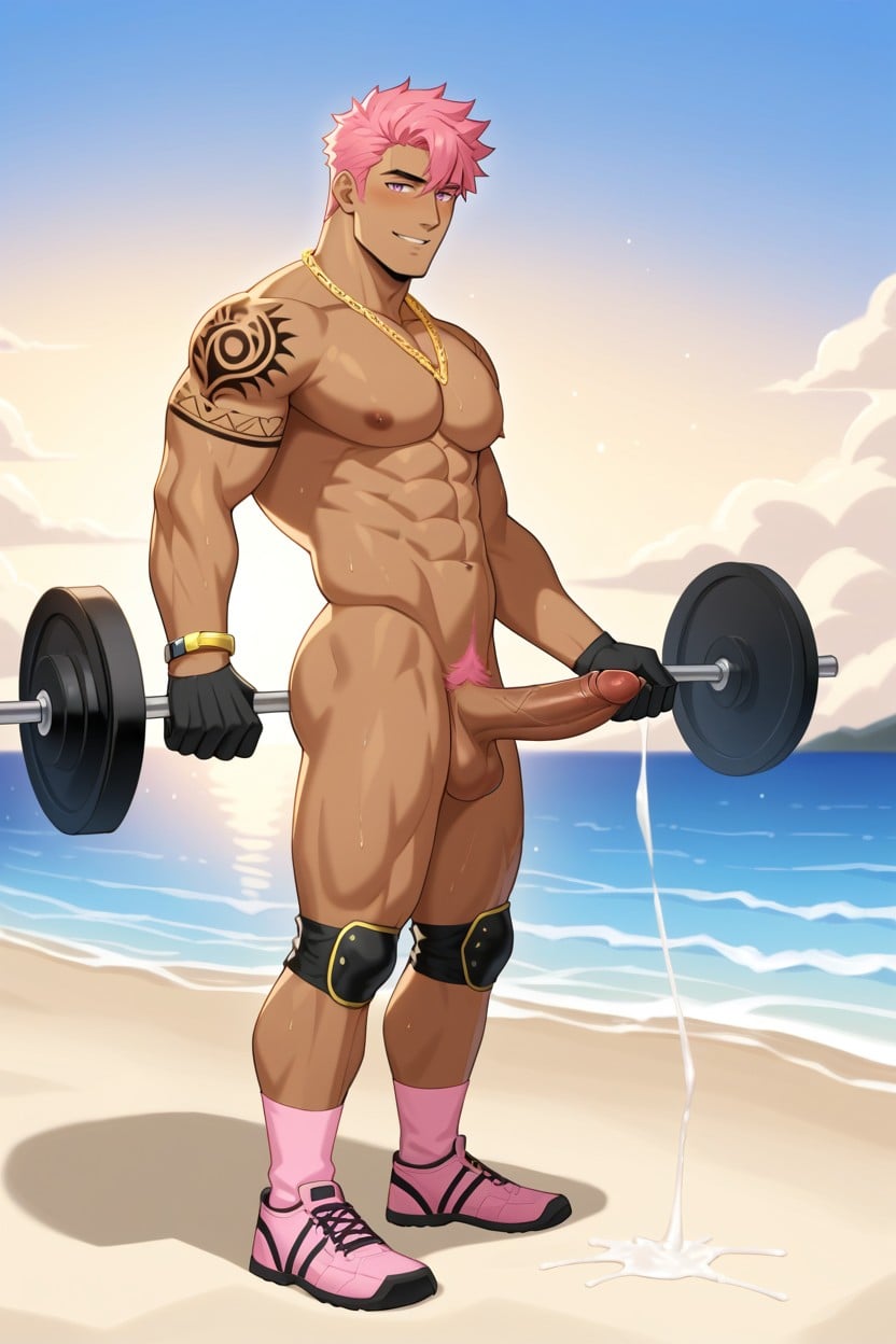 Standing, Around The People, Pink Gym Elbow Pads AI Gay Porn