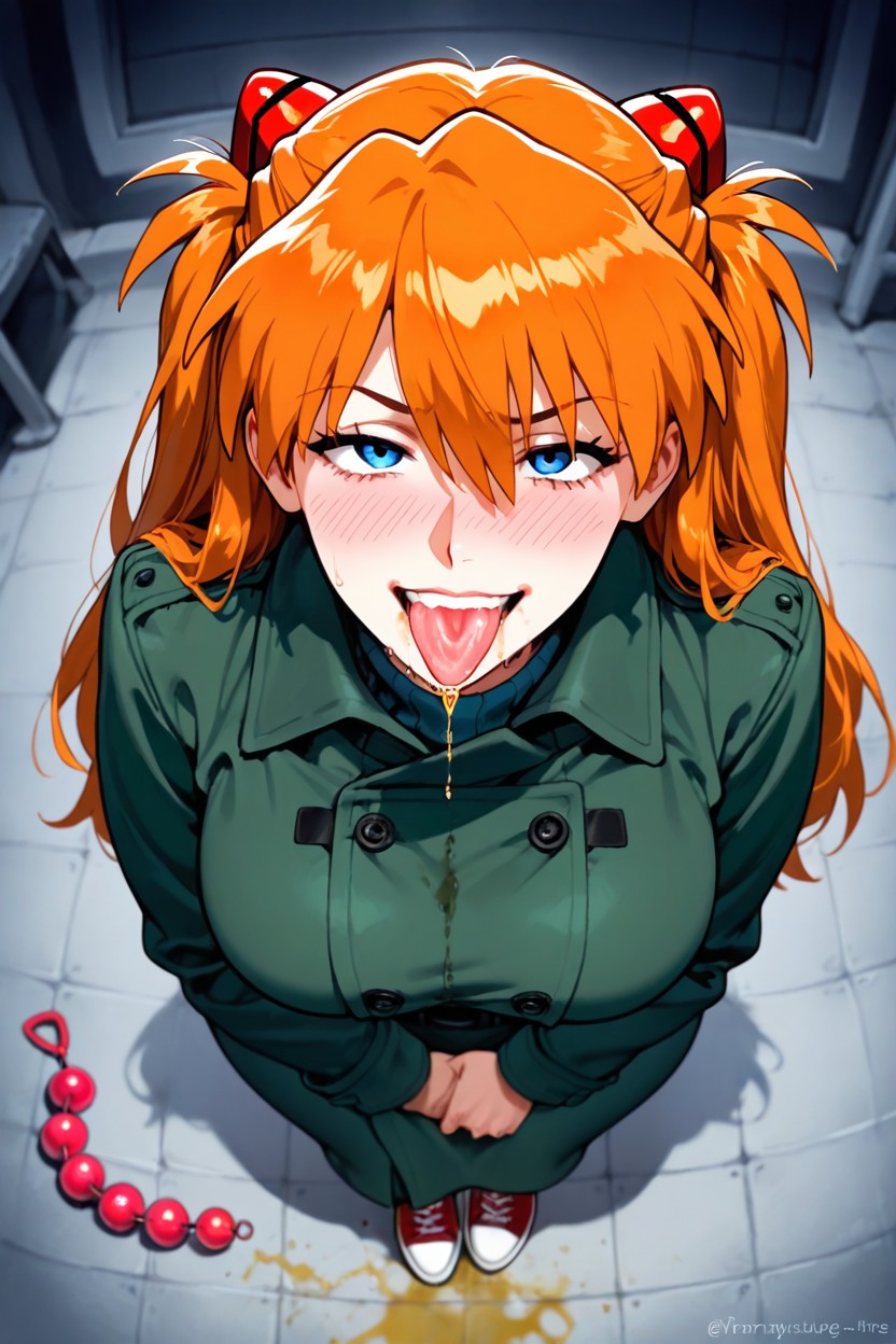 I Part My Lips, But I Don't Pull Away, Orange Hair *obediently AI Porn
