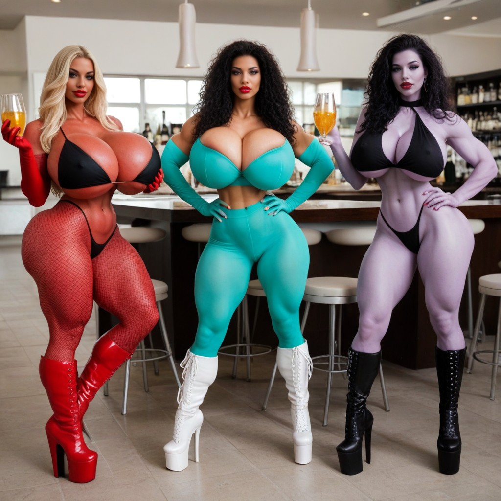 Colossal Breast, Oversized Breast, Muscular Striated Thighs AI Porn