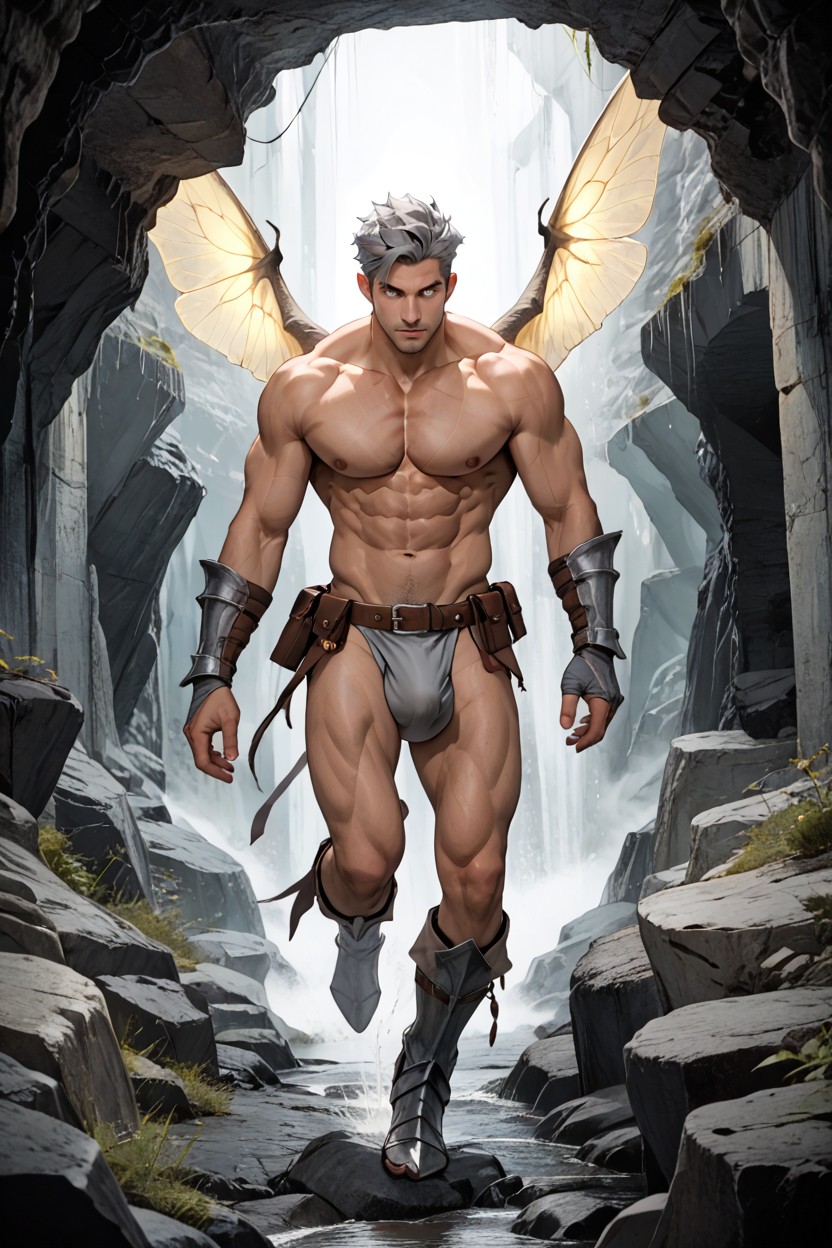 Naked, Gray Glowing Eyes, Cosplay AI Gay Porn