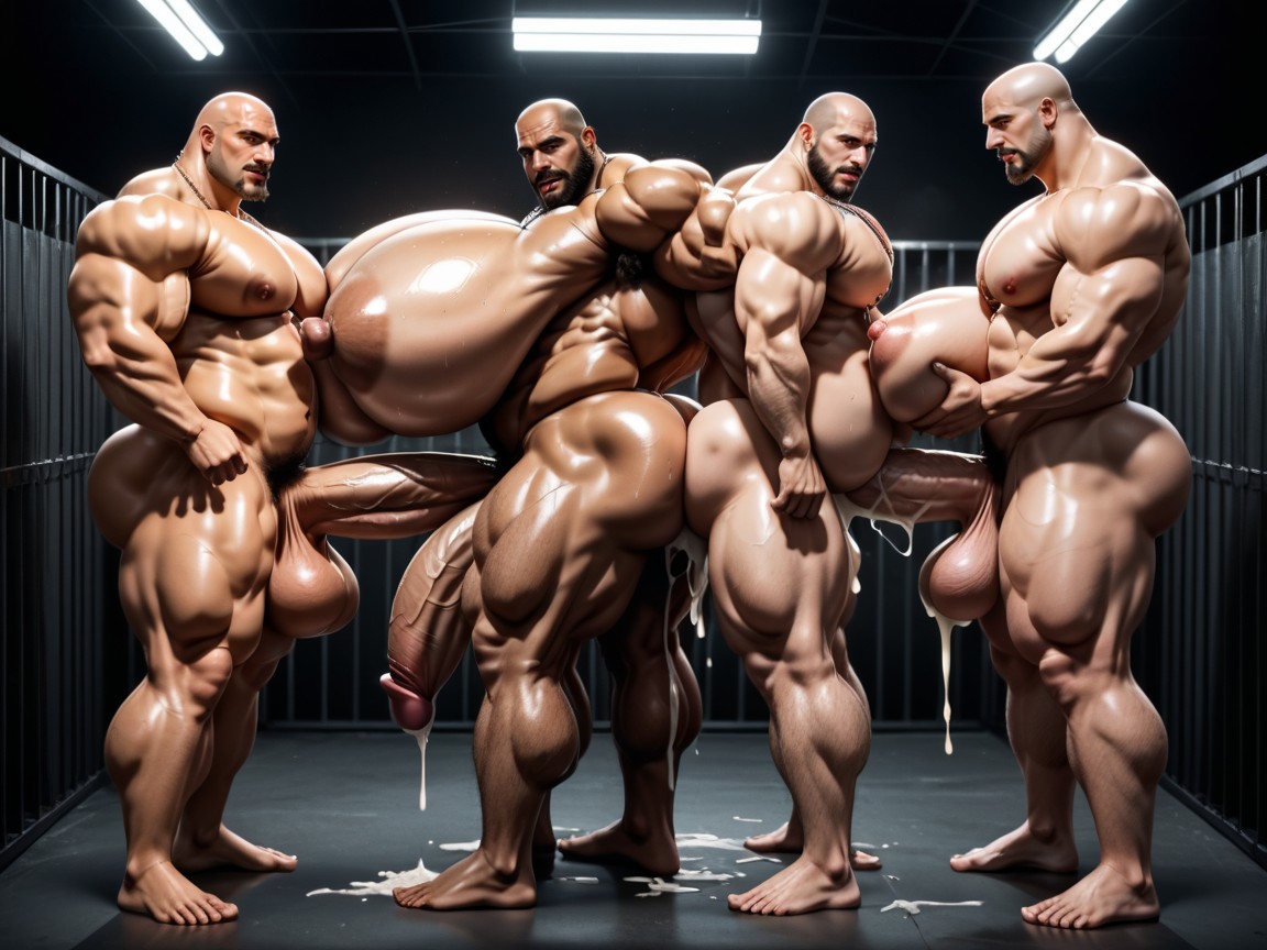 Mouth Agape, Hyper Bulky, Big Extreme Hyper Nipples AI Gay Porn