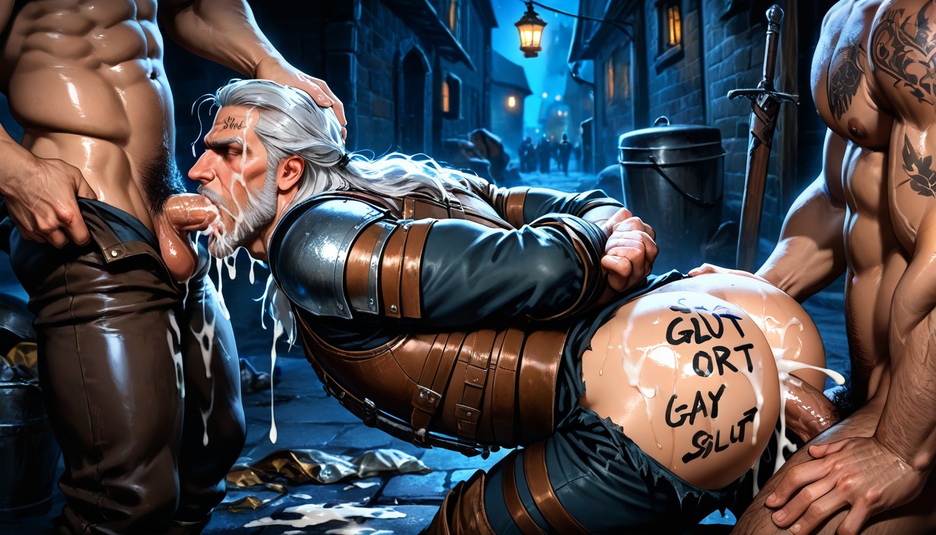 Gay, Swallowing Cum, Cum Flowing From Mouth AI Gay Porn