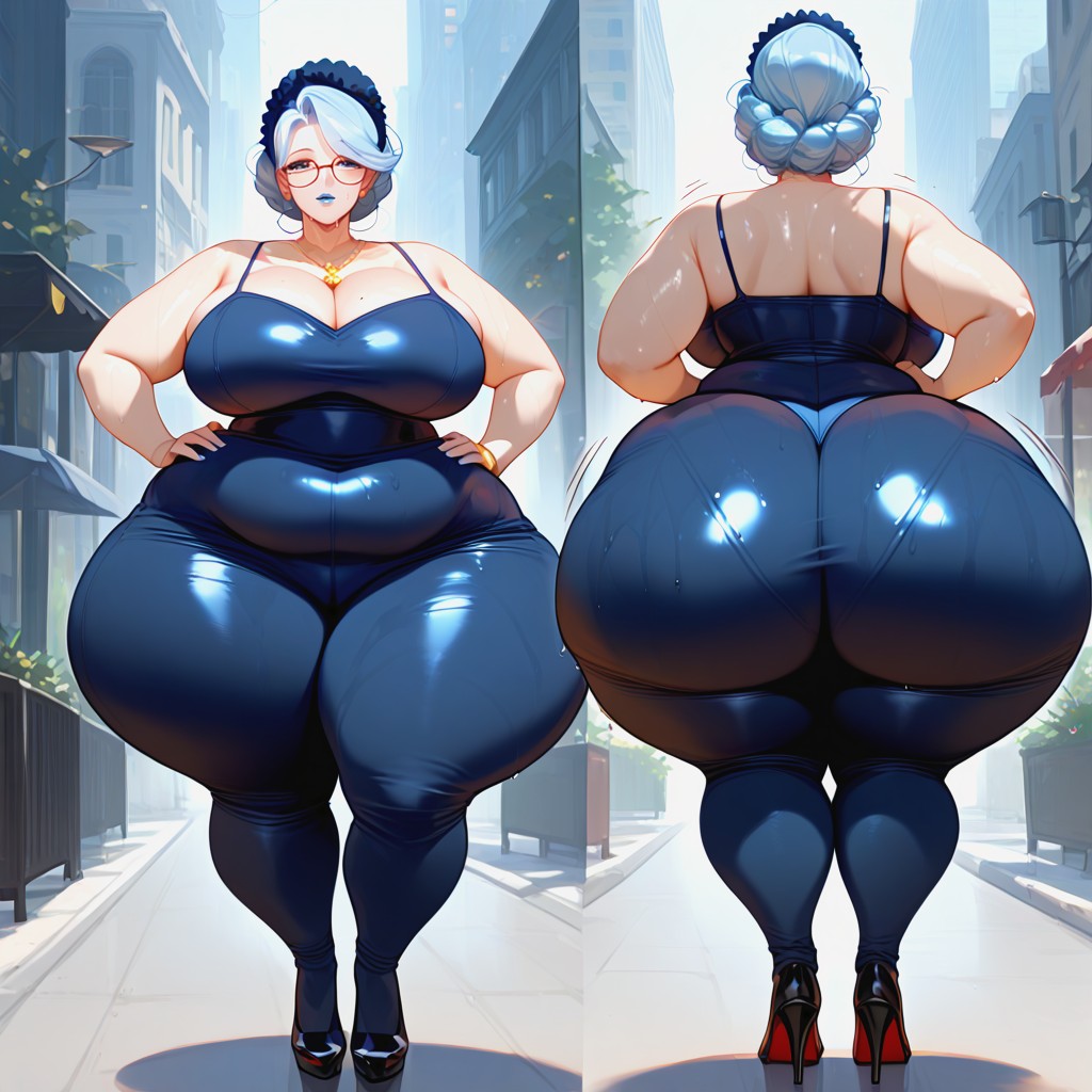 Hands On Her Hips, Massive Thighs, Massive Hips Hentai AI Porn