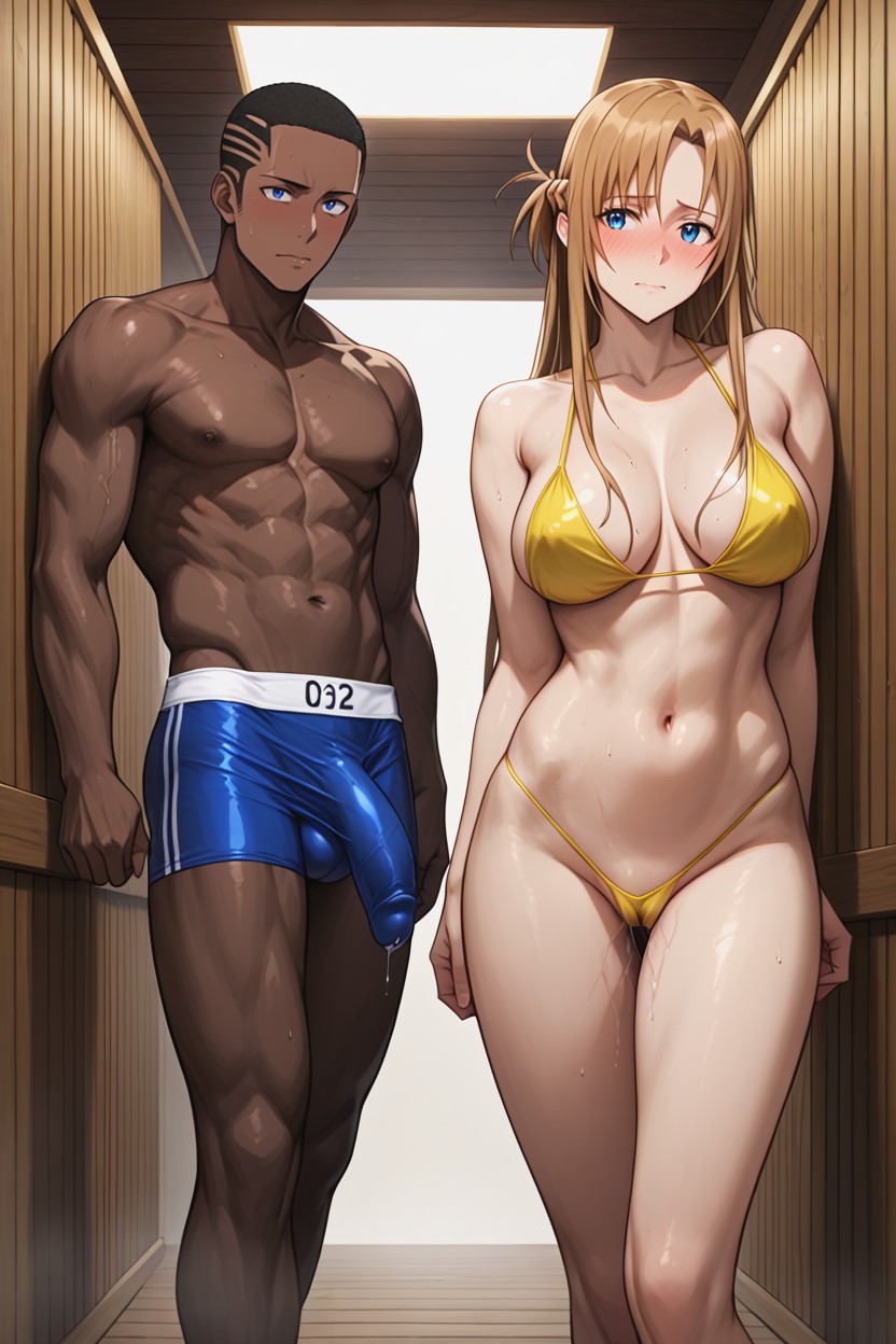 Salivating, Asunas Touching Bulge, Blue Eyes Hentai AI Porn