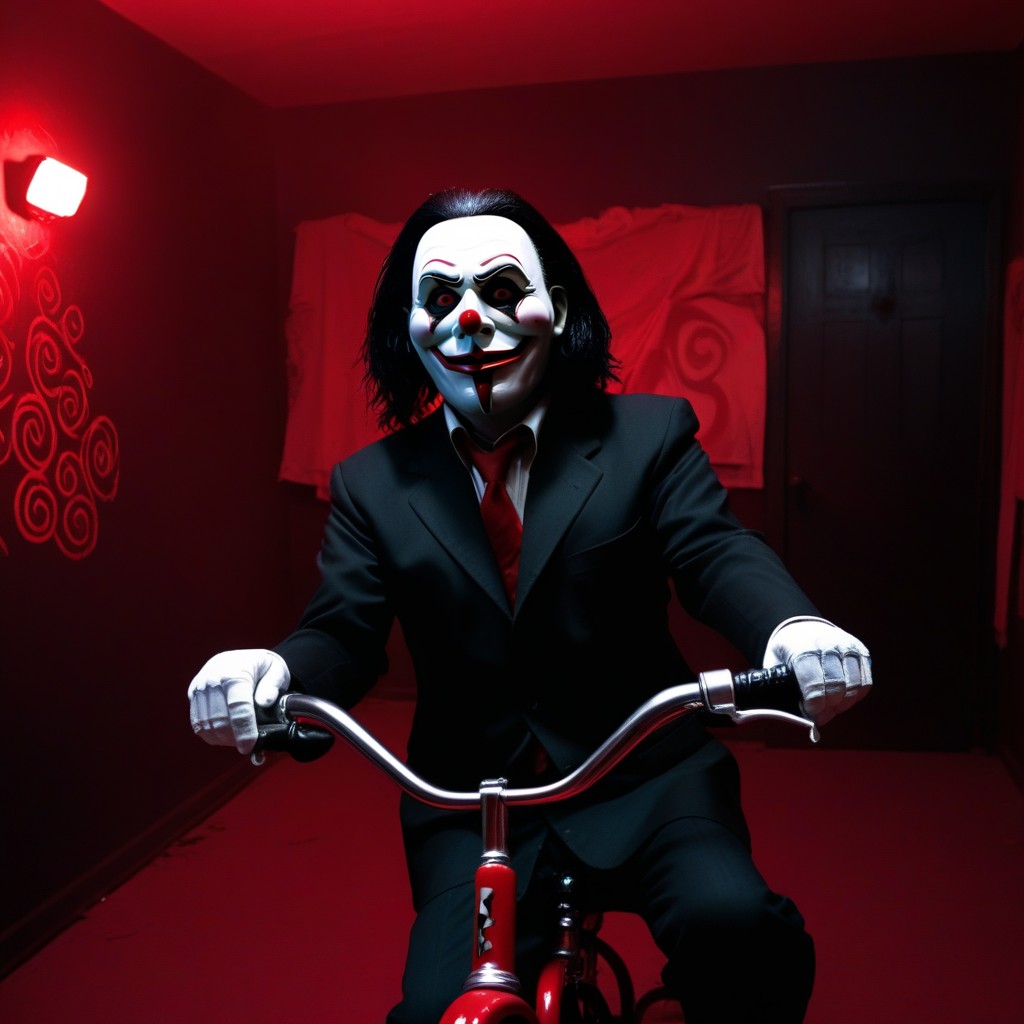 Terryfying, Wearing A White Mask, Red Spirals On Cheeks Of The Mask AI Porn