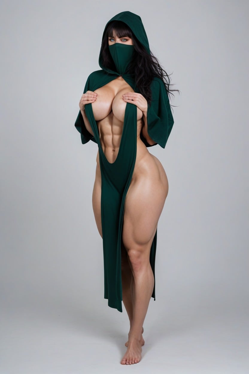 Thinbody, Long Hair, Green Mask AI Porn